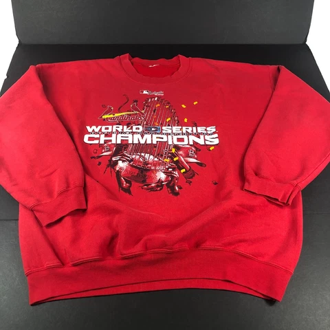 World Series Champs St Louis Cardinal Sweatshirt Adult Extra Large Red Crewneck Cover