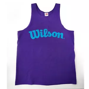 Camiseta sin mangas deportiva vintage años 90 Wilson gráfica púrpura logotipo algodón sin mangas XL - Imagen 1 de 7