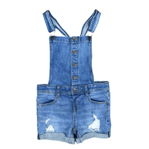 Cat & Jack Medium Wash Distressed Overall Shorts Size Medium (7/8) Medium Wash - Picture 1 of 4