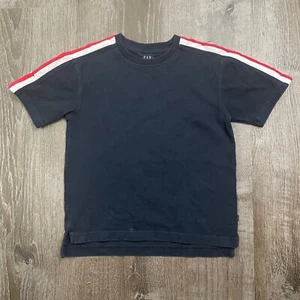 Gap Boys T-Shirt Short Sleeve Navy Blue Stripe Sleeve Crew Neck Size S 5/6 - Picture 1 of 4