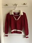 Vintage Offspring Trisha Sayad Sweater Women Small Red and Cream Polo