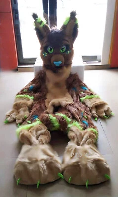 Halloween Long Fur Husky Dog Fox Fursuit Mascot Costume Suit Cosplay Dress #371 - Image 1 of 3