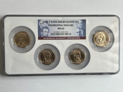 2007 P Satin Uncirculated Presidential Dollars Set NGC MS66 - Image 1 of 2