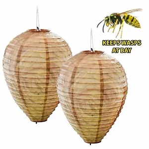 🔥 2 x Anti Wasp Paper Decoy Wasps Nests Humane Pest Control Simulated Deterrent - Picture 1 of 10