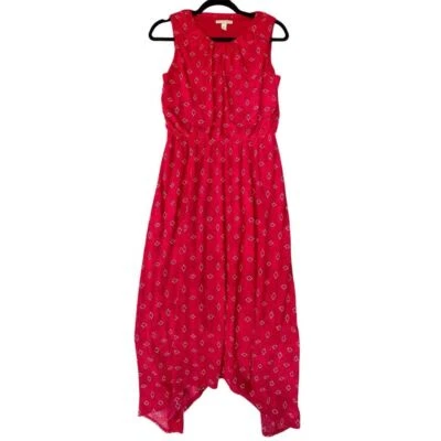 Vestido Dana Buchman Mujer Talla Pequeña Rojo Maxi Western Asimétrico Femenino Encaje Foto 1 de 4