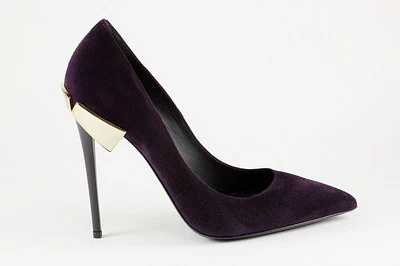  Zapatos de salón italianos Gianmarco Lorenzi tallas 5,6,7,8,9 tacón violeta 4,75" gamuza nuevos Foto 1 de 4