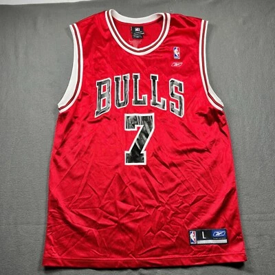 Vintage Reebok Chicago Bulls Ben Gordon #7 Jersey NBA Basketball Red L - Image 1 of 4