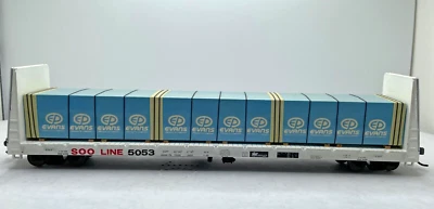 HO ROUNDHOUSE 1308 60' BULKHEAD WITH CUSTOM LOAD EVANS SOO LINE 5053 - Image 1 of 2