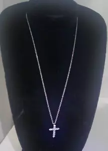 925 Sterling Silver Cross Necklace | 20" Chain | - Picture 1 of 7