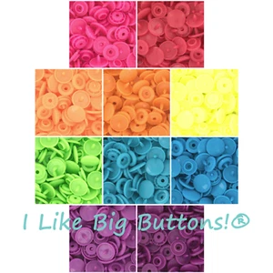 KAM Snaps - 250 Neon Spectrum Pack Size 20/T5 Plastic Snaps No Sew Button/Sewing - Picture 1 of 11