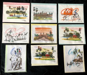 SET 9 - Ansichtskarten und Umschlag Konvolut Feldzug Tempel Siem Raep Khmer Kambodscha - Bild 1 von 10