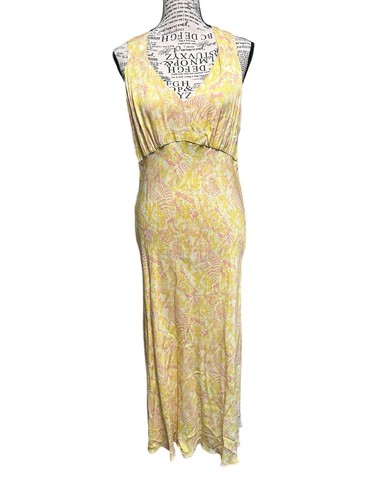 VETEMENTS Whistles Vestito Donna Giallo Mimetico Safari Midi Zebra Boho Senza Maniche