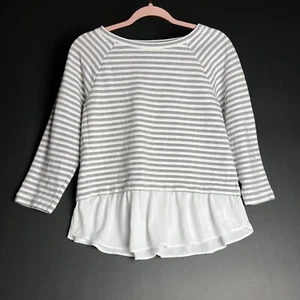 LOFT Striped Layered 3/4 Sleeve Blouse Women's Size S - Picture 1 of 4