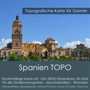 Spanien Topo Karte 10m Höhenlinien 4GB microSD für Garmin Navi, PC & MAC - Bild 1 von 9