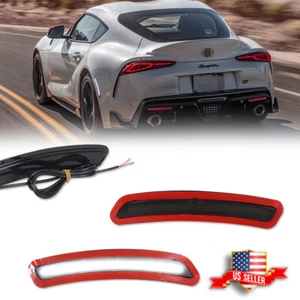 2x Smoked Rear Bumper White LED Side Marker Lights For 2020-2024 Toyota GR Supra - Picture 1 of 10