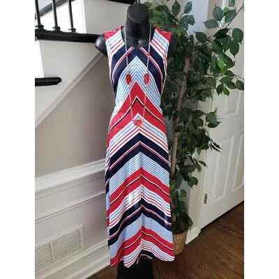 Chaps Womens Multicolor 100% Cotton Round Neck Sleeveless Long Maxi Dress Size L - Image 1 of 4