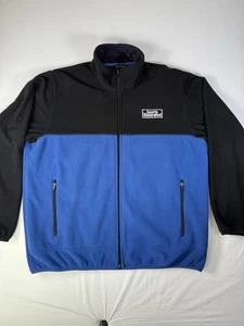 Giacca pile Ll Bean uomo taglia XL sportiva illustrata ricamata blu/nero - Foto 1 di 10