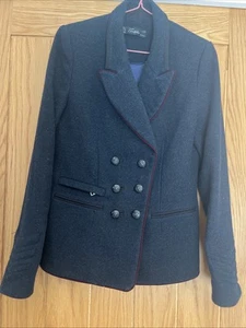 Zara Trafaluc Black Military Style Jacket, smart blazer Size LARGE - Picture 1 of 7