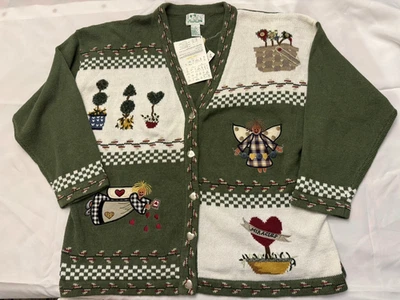 Quaker Factory Cardigan Sweater Angel Miracles Heart Embroidered Floral 2X NWT - Image 1 of 3