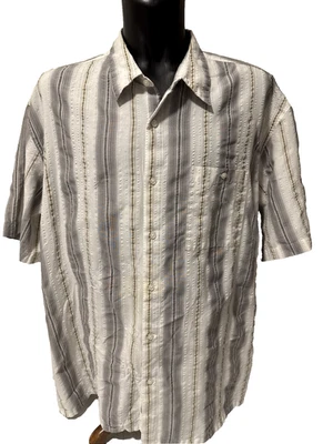 Bruno Mens Multi Striped Button Up Short Sleeve Seersucker Casual Shirt  Sz 3XLT - Image 1 of 4