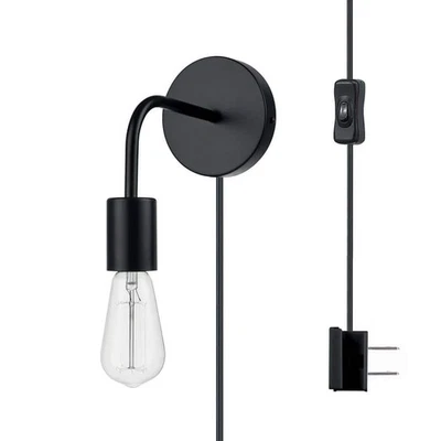 Globe Electric Holden 1.77 in. 1-Light Matte Black Wall Sconce Light for Bedroom - Image 1 of 4