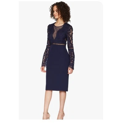 Bardot Faedra Lace Dress Blue Size 4/XS - Image 1 of 4