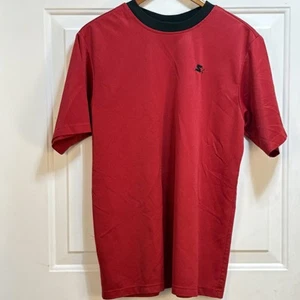 Starter Shirt Mens Large Red Black Crewneck Short Sleeve Athletic Polyester Tee - Picture 1 of 7