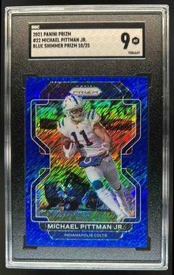 2021 Prizm Michael Pittman Jr. Blue Shimmer #10/25 Colts SGC 9 - Image 1 of 2