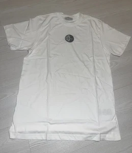 Stone Island T Shirt Mens Medium White Campus Patch Logo Short Sleeve Crewneck T - Picture 1 of 9