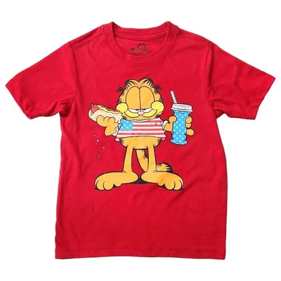 Nickelodeon Boys Red Patriotic Garfield Short Sleeve T-Shirt Tee - Image 1 of 2