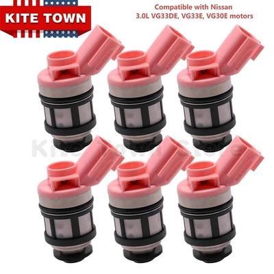 6Pcs Fuel Injectors For 1996-2004 Nissan Xterra Frontier Pathfinder 3.3L - Image 1 of 4