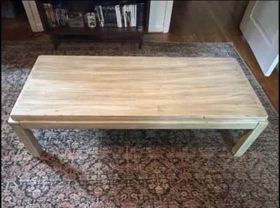 Mesa de centro de madera maciza MCM borde de cascada hermoso acabado L 49" X W 20" carril Foto 1 de 3