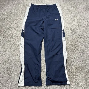 Vintage Y2k Navy Blue Nike Track Pants Lined Wide Boys Youth XL Pockets Baggy - Picture 1 of 11