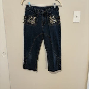 MARY KATE & ASHLEY Vintage 2000s Girls Jeans Denim Sequins Dark Wash Sz 14 - Picture 1 of 6