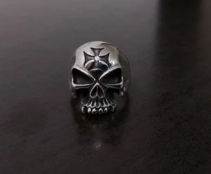 Silberring Totenkopfring Eisernes Kreuz 925 Sterling Silber Ring Totenkopf Gr 67 - Bild 1 von 18