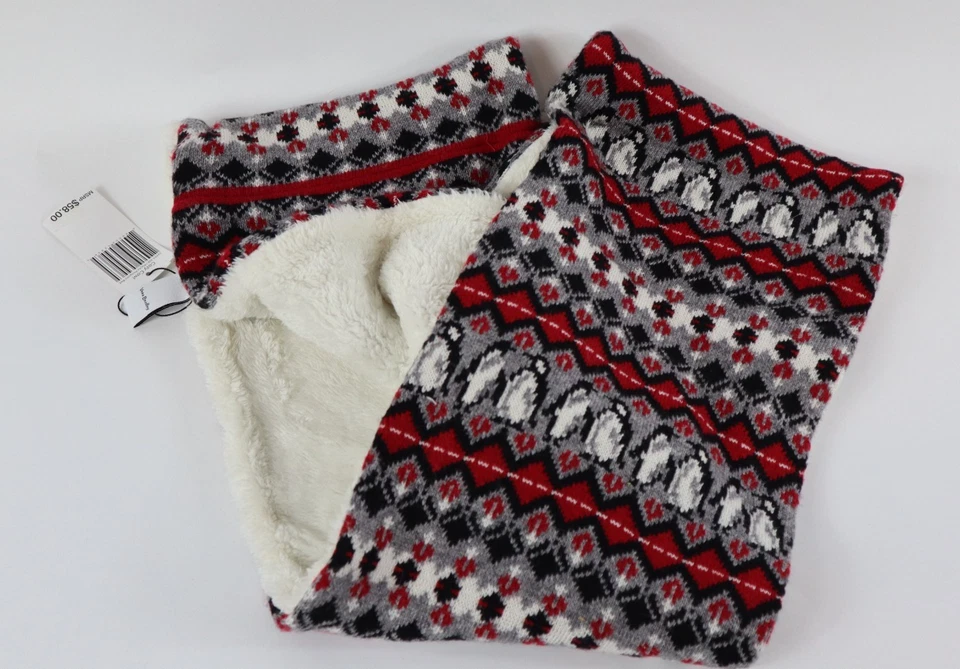 Vera Bradley PLAYFUL PENGUINS RED Cozy Cowl Infinity Scarf Winter New! Christmas - Image 1 of 3
