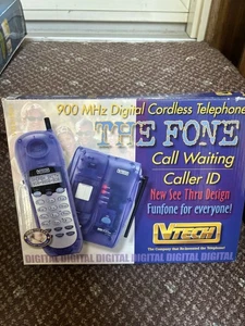 VTECH The Fone 900 MHz cordless phone VT 62-9111 SeeThru Blue 1990's vintage - Afbeelding 1 van 9