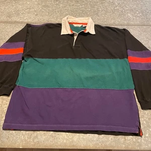 Vintage American Weekend Rugby Long Sleeve Pullover Shirt Mens XL 90s Colorblock - Picture 1 of 9