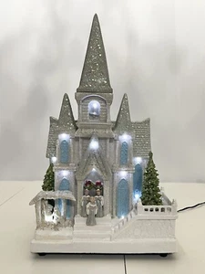 HOLIDAY LIVING Cathedral Church LED Lights Rotating Glittering Tree 15” EUC - Picture 1 of 7