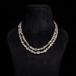 235 Kt Natürliche Multi Aquamarin Perlen Halskette Verstellbar 5×4 bis 12×8 mm - Bild 1 von 4