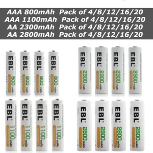 EBL 4/8/12/16 Pack AA AAA NI-MH 800/1100/2300/2800mAh Rechargeable Batteries - Picture 1 of 43