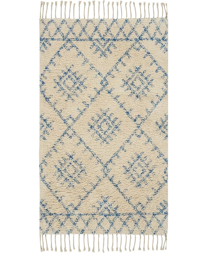 Alfombra Nourison Native Art Tribal Flecos Trenzados 2.25' x 3.75' Marfil/Azul Foto 1 de 1