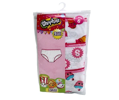 Shopkins 3-Pack Girls Cupcake Lipstick Print Cotton Brief Panties Size 6 - Image 1 of 2