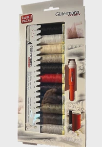 Gutermann 100m 11x Reel set mixed Polyester Sewing Thread Seam Ripper Hand Gauge - Picture 1 of 3