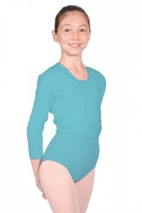Roch Valley Cross Over Wrap Cardigan Nikki Cotton Lycra Ballet Dance Aqua/Marine - Picture 1 of 1