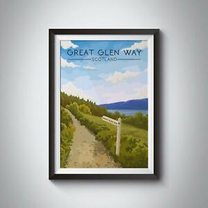 Great Glen Way Scotland Travel Poster - Framed - Vintage - Bucket List Prints