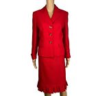 Evan Picone Women Skirt Suit Size 10 Polyester Red Notch Collar Pleated Hem 2PC