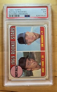 1969 Topps #376 Royals Rookie Stars Mike Fiore Jim Rooker PSA 5 EX