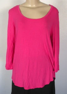 Camiseta Top Tahari L Rosa Caliente Mangas 3/4 Básica Clásica - Imagen 1 de 5