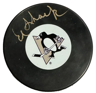 Ed Shack Autographed Pittsburgh Penguins Hockey Puck NHL BAS - Image 1 of 3